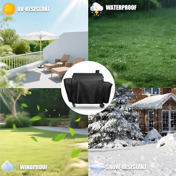 QuliMetal Grill Cover for Pit Boss Pro Series Triple-Function Combo Grill PB1100PSC1 PB1100PSC2 Sportsman PB1230 Wood Pellet/Gas Combo 1230 PB1230SP PB1230G, PB 67364-600D Fade Resistant Grill Cover