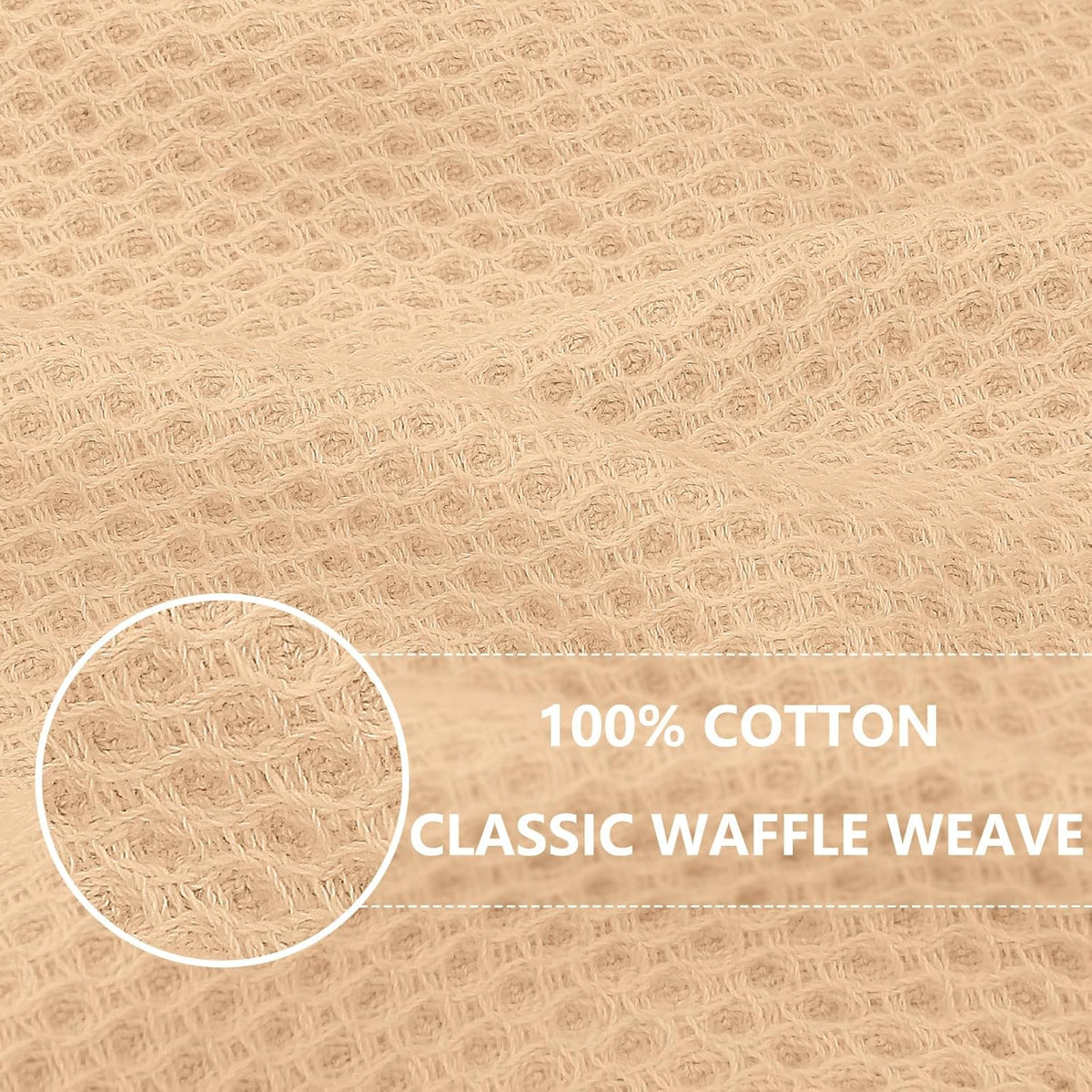 Homaxy 100% Cotton Waffle Weave Kitchen Dish Cloths, Ultra Soft Absorbent Quick Drying Dish Towels, 12 x 12 Inches, 12-Pack, Apricot