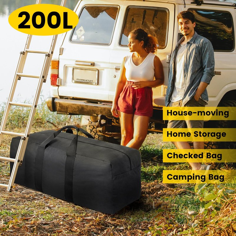 Vorspack Extra Large Duffle Bag for Travel - 200L Duffel Bag for Men Gear Bag for Storage Foldable Weekender Bag for Overnight Camping - Black