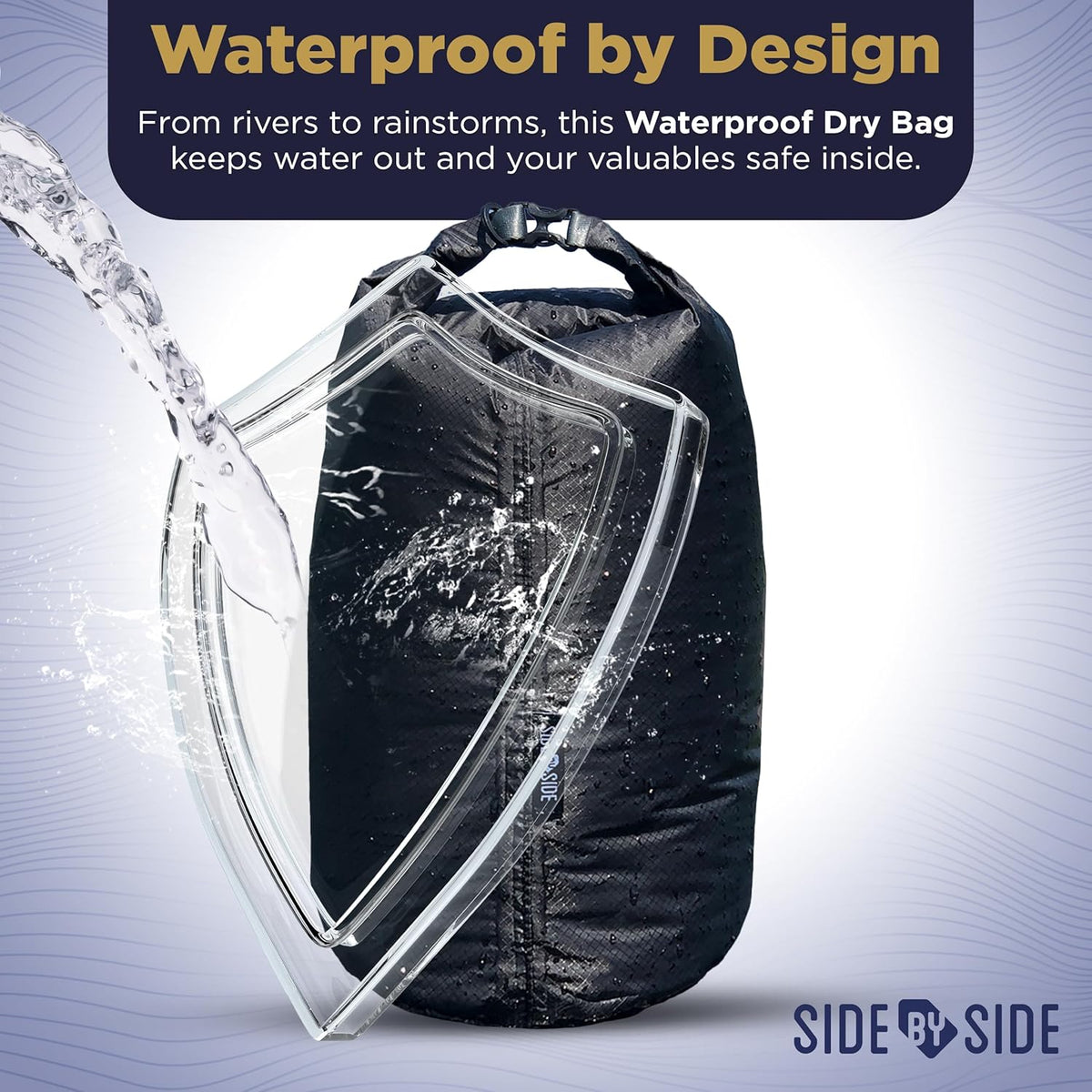 Skiennix Waterproof 10L Dry Bag - Lightweight, Durable Side Bag for Kayaking, Hiking & Camping | Black