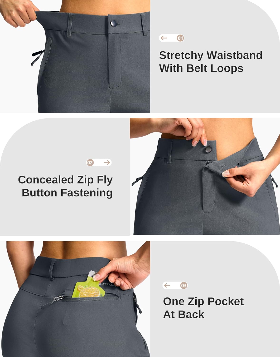 SANTINY Women's Hiking Golf Shorts - Quick Dry Stretch Fabric with 3 Pockets | 5"/7" Sizes Available
