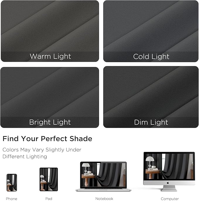CUCRAF Dark Grey Blackout Curtains Customize, Rod Pocket Room Darkening Curtain
