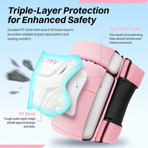 Jova ZIFFY Knee Pads Set - Adjustable Protective Gear for Kids | Includes Elbow Pads & Wrist Guard - 2 Sizes, 4 Colors