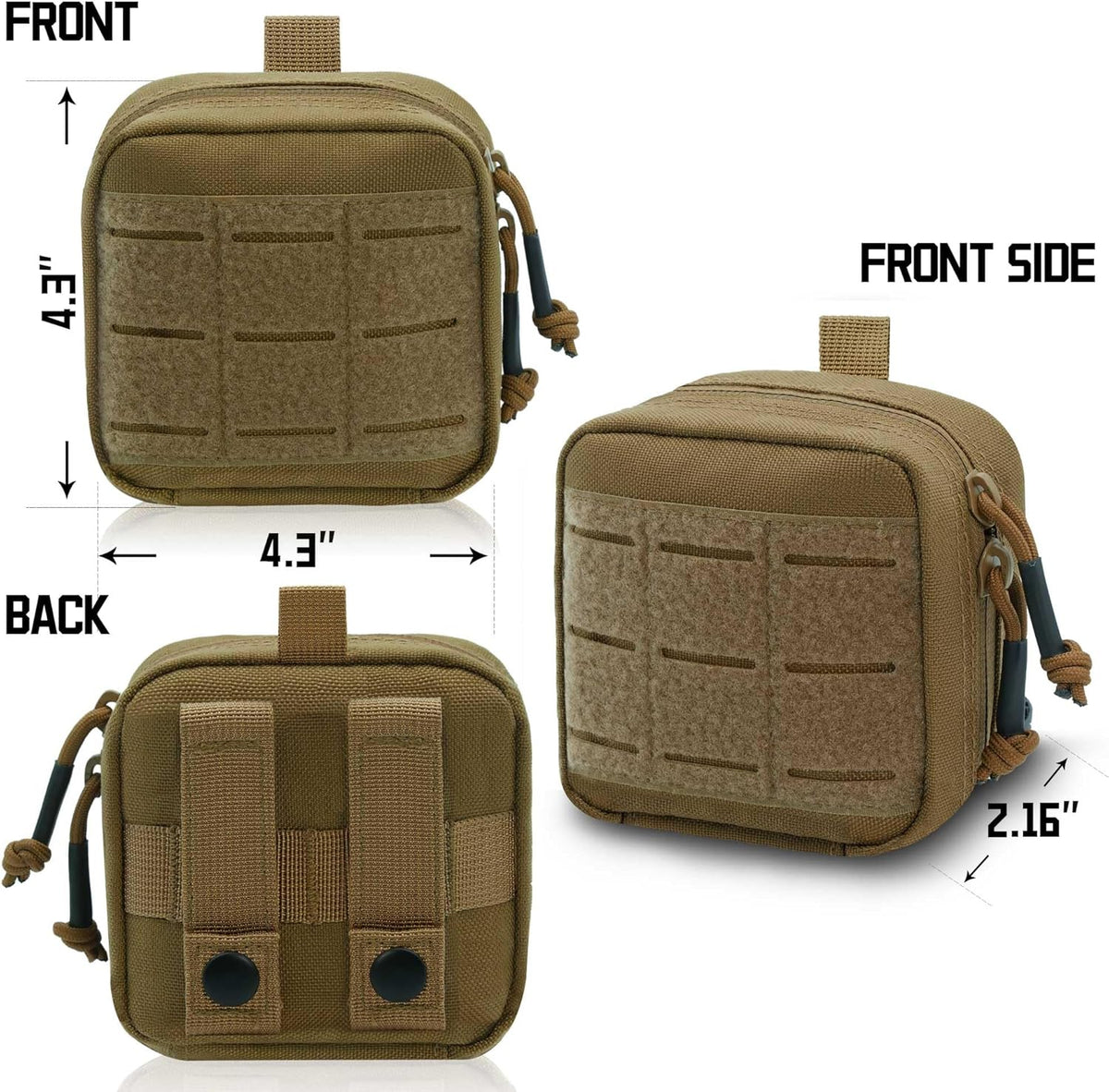 Upgrade Tactical Molle Admin Pouch - Laser Cut Design with Interior Divider | 4x4 Inches, Versatile Tool Bag