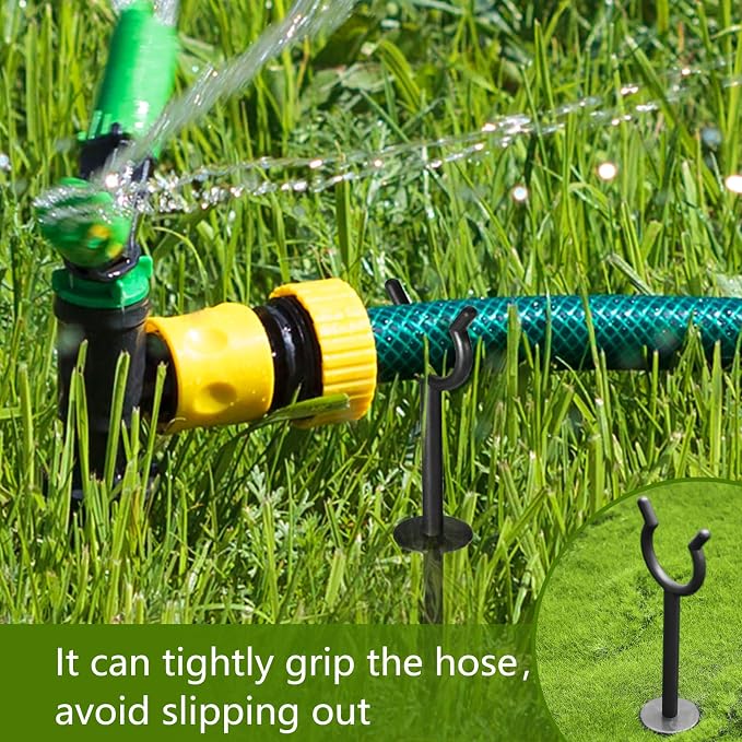 Taiyin 20 Pcs 3/4'' Garden Hose Holder Brackets Garden Guide Holder Decorative Outdoor Guide Stakes Support Spike Plant Tool to Keep Off Lawn for Yard (Black)