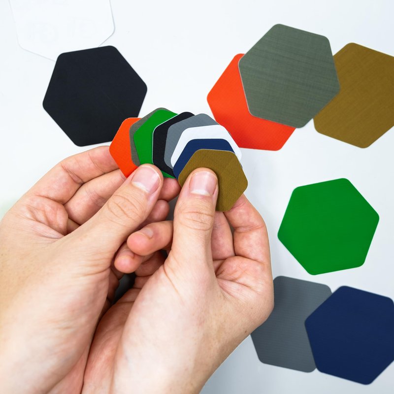 GEAR AID Tenacious Tape Hex – 2.5” & 1.5” Repair Patches (4 Patches: Two 2.5” & Two 1.5”, Orange) – Peel-and-Stick Outdoor Nylon Fabric to Fix Holes and Burns in Down Jackets, Rain Gear and Tents