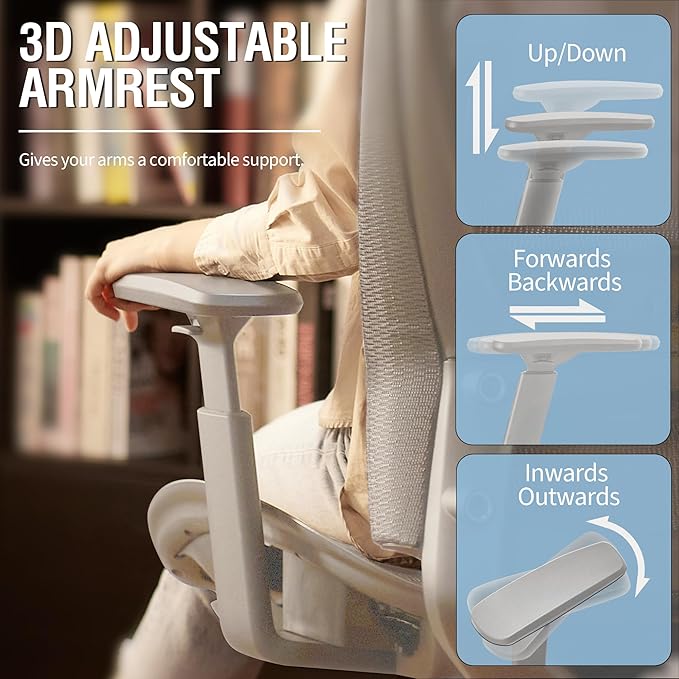 ELABEST Mesh Office Chair,Ergonomic Computer Desk Chair,Sturdy Task Chair- Adjustable Lumbar Support & Armrests,Tilt Function,Comfort Wide Seat,Swivel Home Office Chair