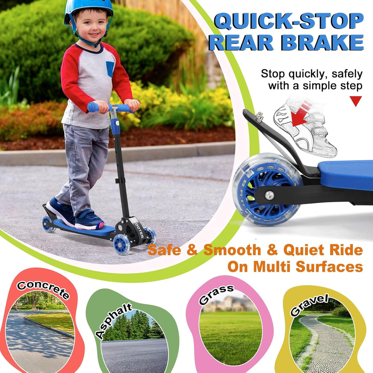 **Skiennix Light-Up 3-Wheel Kick Scooter for Kids | Adjustable Handlebar & Anti-Slip Deck | Up to 150 lbs**