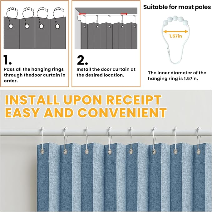 AJAZZ 100% Blackout Accordion Door Closet Door Curtain Invisible Applicable