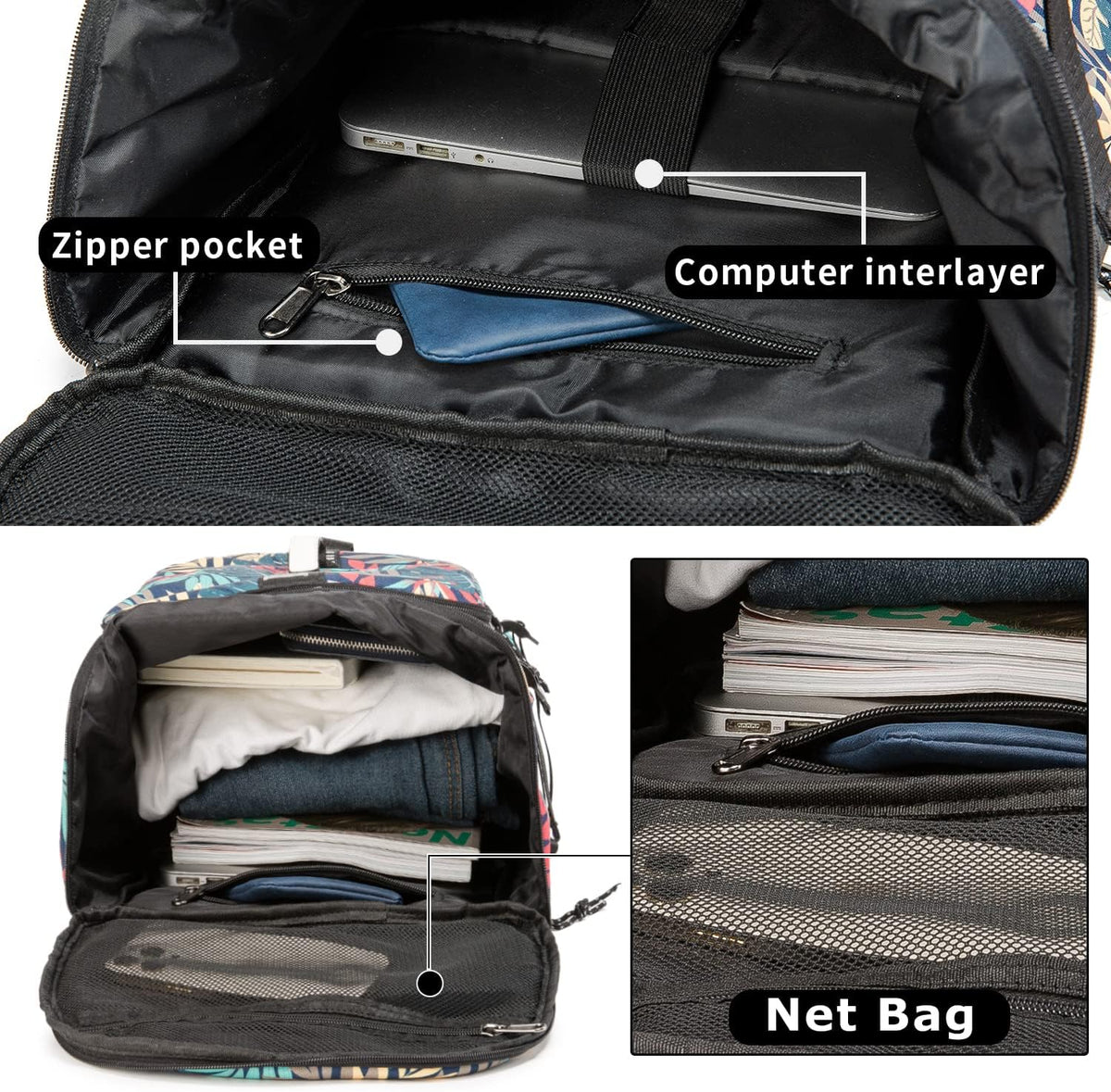 Skiennix Gym Duffle Bag - Waterproof 40L Large Capacity Backpack for Hiking & Travel | Black