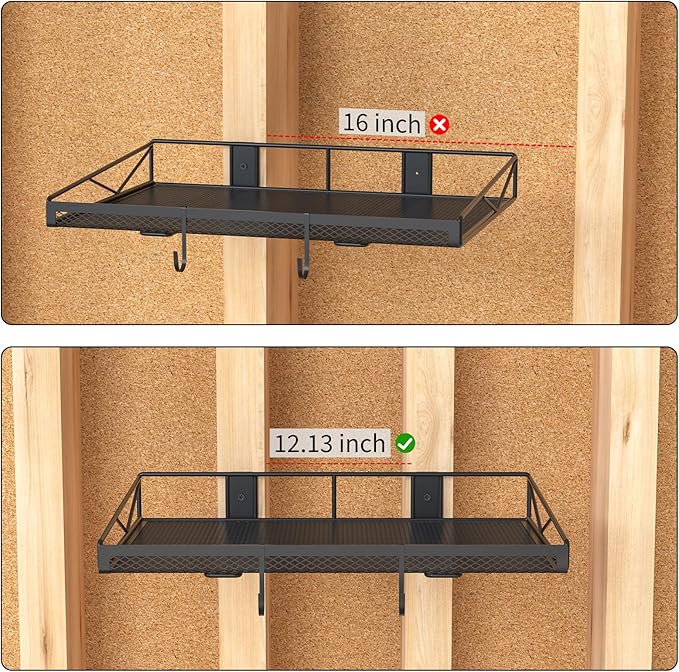 2 Pack Garage Wall Shelf, Garage Wall Mounted Shelving, Heavy Duty Floating