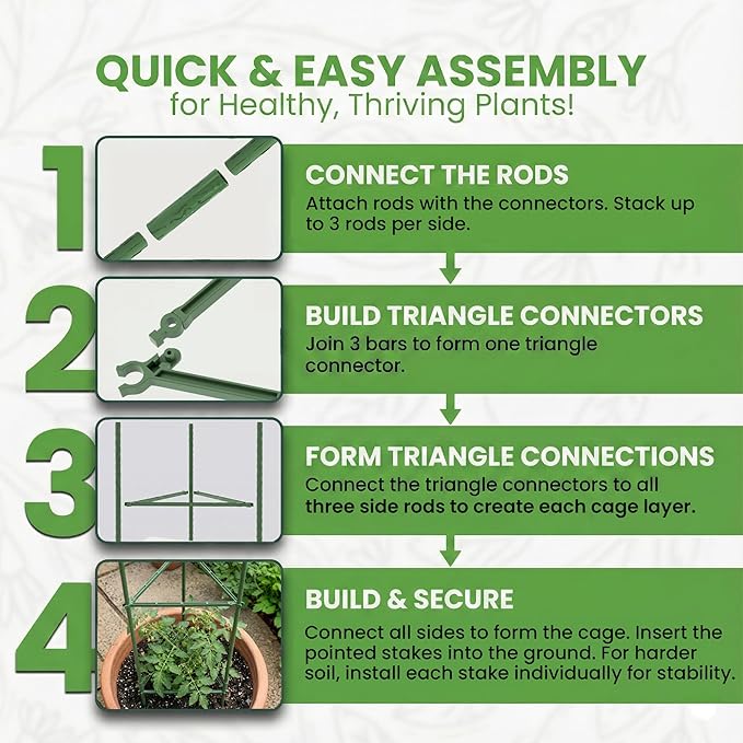 K-Brands Tomato Cage – Premium Tomato Plant Stakes Support Cages Trellis for Garden and Pots (Upto 68 Inches Tall)