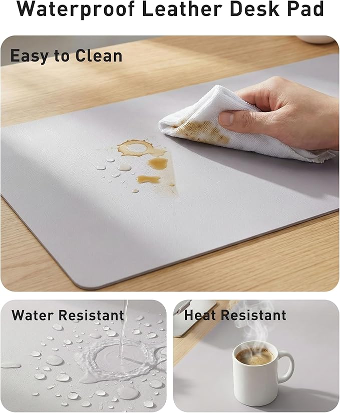 Aothia Faux Leather Desk Mat - Large Mouse Pad, Non-Slip PU Leather Blotter, Waterproof Writing Surface for Office and Home (Smoky Lavender, 40" x 24")