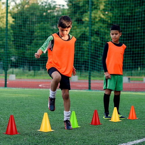 Leelosp 48 Pack Traffic Cones - 7" & 9" Agility Field Markers for Soccer, Basketball & Training