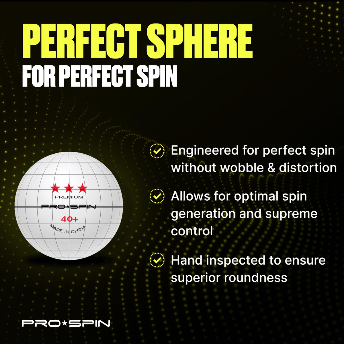 PRO-SPIN Ping Pong Balls - 3-Star Premium White Table Tennis Balls | High-Performance 40+ ABS Professional Quality for Indoor & Outdoor Games (Pack of 40)