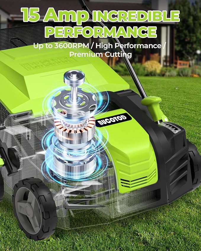 2-in-1 Electric Dethatcher and Scarifier, 13-Inch Raking & Scarifying, Turf Dethatcher & with 4-Position Height Adjustment, 14.5 gal Removable Thatch Bag for Lawn Health