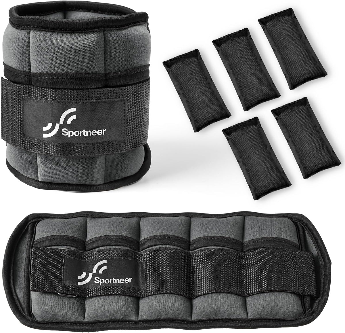 Sportneer Adjustable Ankle Weights Set - Comfortable Neoprene Leg Weights for Walking & Yoga | 1 Pair (2-10 lbs)