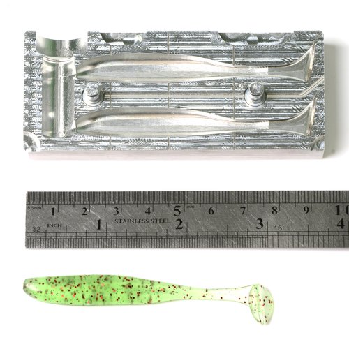 Soft Plastic Lure Making Injection Molds - Easy Shiner 3'' Two Cavity Aluminium