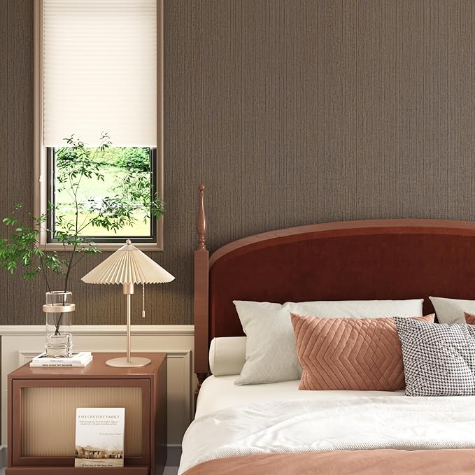 CRE8TIVE Dark Brown Grasscloth Peel and Stick Wallpaper Textured Grass Cloth