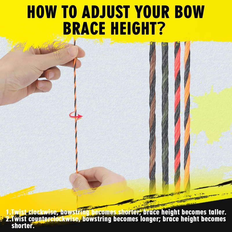LWANO D97 Flemish Twist Bow String - Handmade Fast Flight Bow String Replacement Bowstring for Traditional Longbow Recurve Bow (Black+Orange, AMO 62"(Actual Length 59"))