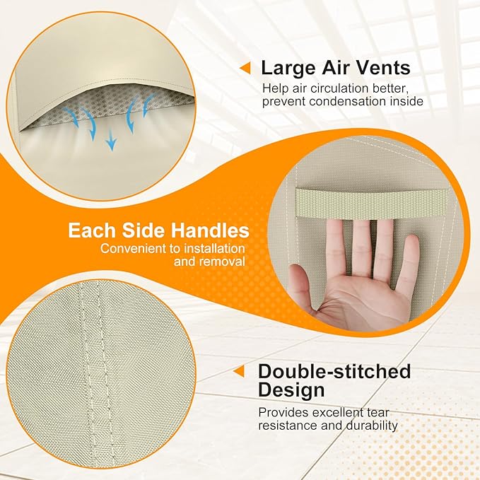 Patio Chair Covers Waterproof Heavy Duty Outdoor Furniture Cover with Air Vents for Lounge Lawn Deep Seat Outdoor Chair Beige & Brown 32W x 37D x 36H Inches (2 Pack)