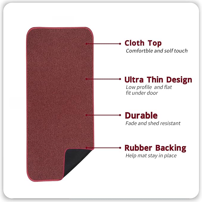 Bath Mat,Ultra Thin Bathroom Runner Rugs,Large Bath Mats for Bathroom,Quick Dry,Non-Slip,Machine Washable,Low Pile,Bath Rug,Shower Outside,Sink,Home Decor Accessories.Red,（21x47inch）