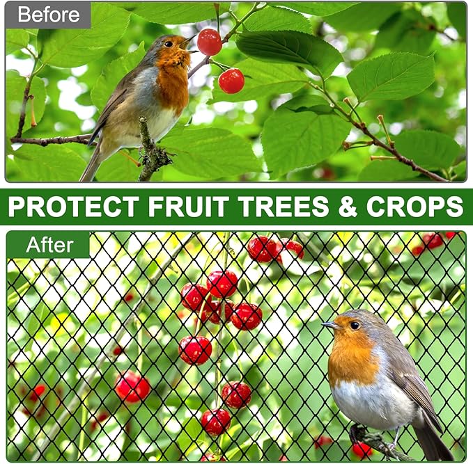DQS Bird Netting for Garden Protection - 25x100ft Heavy Duty Poultry Netting, 2.4' Mesh, Ideal for Chicken Coops, Fruit Trees, Vegetables & More