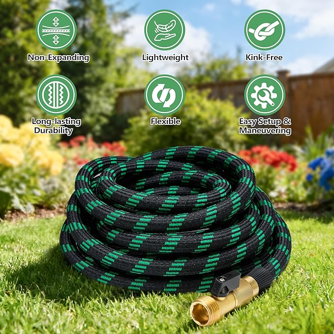 150 FT Non-Expanding Garden Hose, 2026 New Upgrated Non-Expandable Garden Water Hose - Ultra-Light & Flexible Burst-Resistant, Kink-Free Garden Hoses, All-Weather Use for Lawns, Gardens,Outdoor