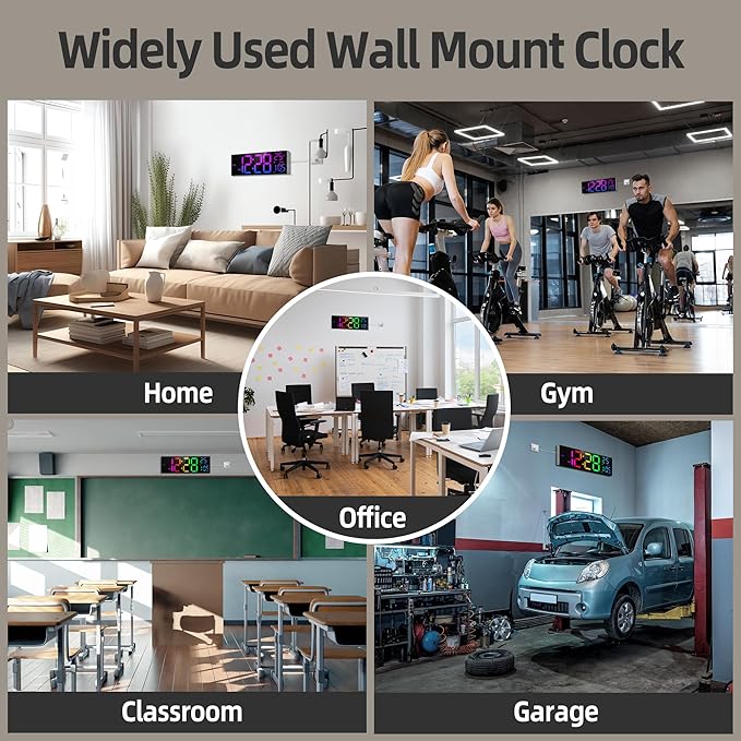 HAITANG 8 Colors Digital Wall Clock, 16.2" Large Digital Clock