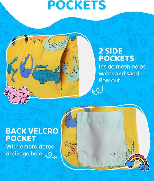 maamgic Boys Swim Trunks with Compression Liner 4-Way Stretch Quick Dry Bathing Suit Toddler Beach Shorts