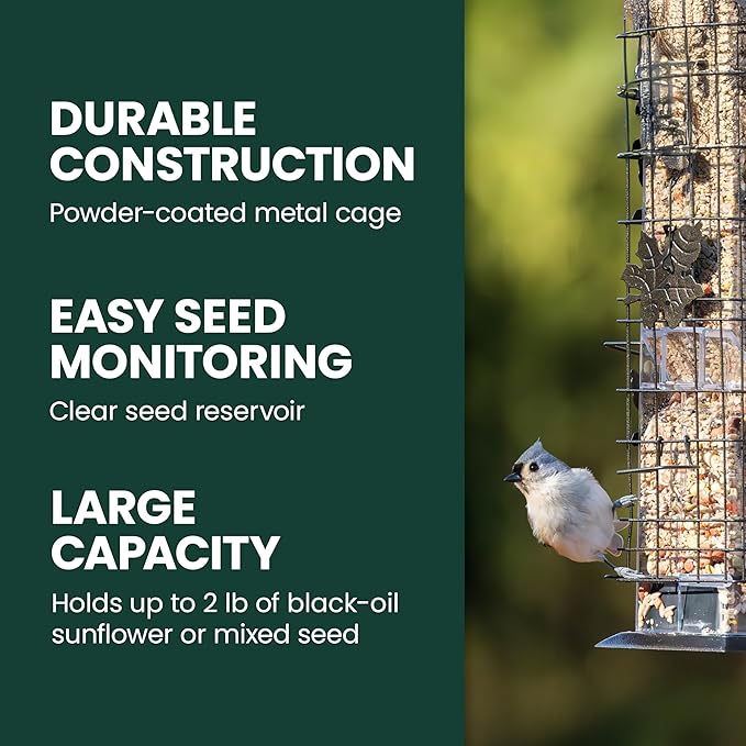 Perky-Pet 336-1SR Squirrel-Be-Gone Squirrel Proof Bird Feeder, 2LB, Outdoor Wild Bird Feeder with Weight-Activated Perches