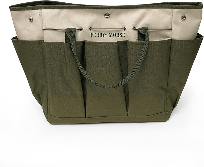 Ferry Morse Garden Tool Bag KBAG-12-8 Pockets, Heavy Duty, Water Resistant, Tote Caddy