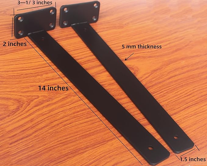 16 Pack - 14 inch Black Hidden L Shelf Bracket Iron Floating Shelf Brackets