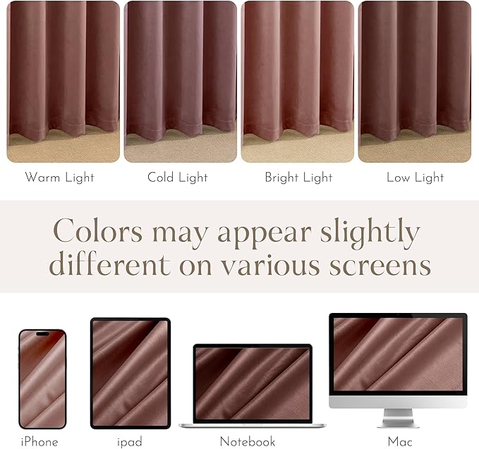NICETOWN Dusty Rose Pink Velvet Curtains 84 inches Long- Blackout Curtains