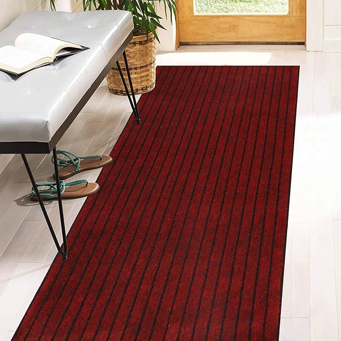 2' x 2' Runner Rugs with Rubber Backing, Indoor Outdoor Utility Carpet Runner Rugs, Stripe Red, Can Be Used as Aisle for The RV and Boat, Laundry Room and Balcony