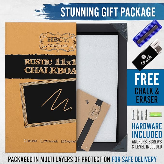 HBCY Creations Rustic Black Magnetic Wall Chalkboard, Small Size 11" x 17"