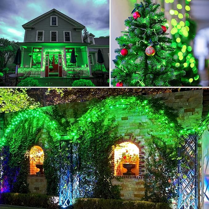 JMEXSUSS 250 LED Green Christmas String Lights Indoor, 91.5ft Connectable Green LED Light Outdoor Waterproof, 8 Modes Christmas Lights Plug in for ST Patricks Day Tree Decoration