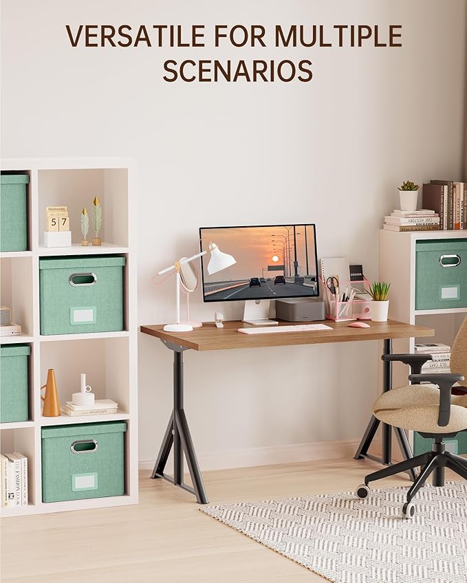 Oterri File Organizer, File Box, File Cabinet for Letter File Folder Storage, Portable Storage Bins with Lids for Office/Decor/Home,Document Organizer, 1 Pack,Green-Box Only