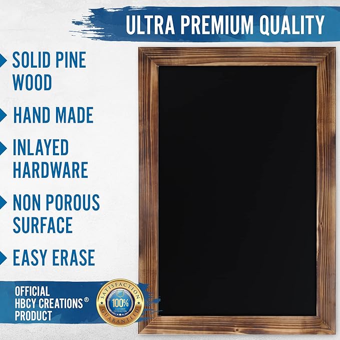 HBCY Creations 20" X 30" Torched Brown Solid Wood Frame Wall Chalkboard