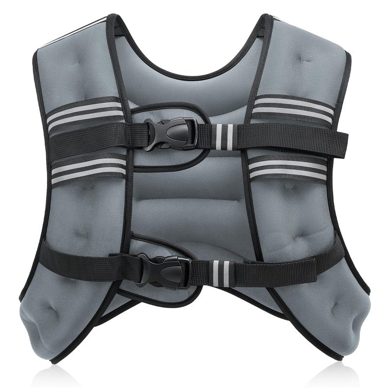 ZELUS Weighted Vest, 6lb/8lb/12lb/16lb/20lb/25lb/30lb Weight Vest with Reflective Stripe for Workout, Strength Training, Running, Fitness, Muscle Building, Weight Loss, Weightlifting, Grey(16 lb)