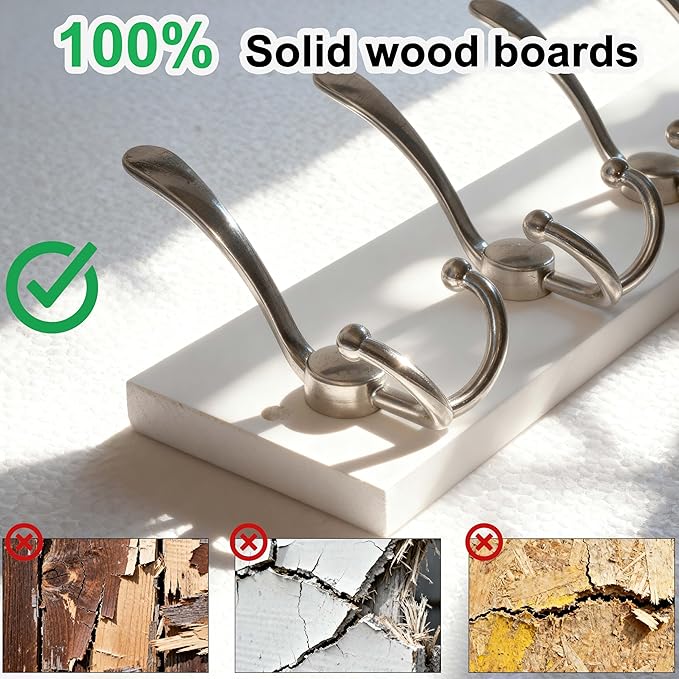 SKOLOO Creations White Solid Wood Wall Mounted Coat Rack, 10 Hooks, 38-1/8" Long