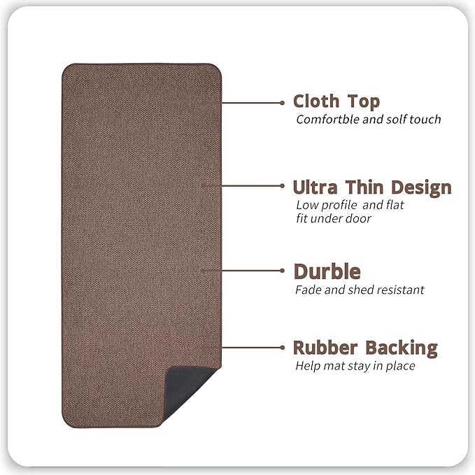 Bath Mat,Ultra Thin Bathroom Runner Rugs,Large Bath Mats for Bathroom,Quick Dry,Non-Slip,Machine Washable,Low Pile,Bath Rug,Shower Outside,Sink,Home Decor Accessories.Brown,3'x6'(36x72inch)