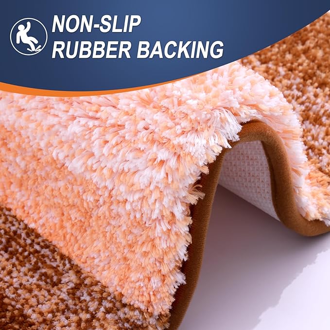 OLANLY Bathroom Rugs Mat 24x16, Extra Soft Absorbent Microfiber Bath Rugs, Rubber Backing, Quick Dry, Machine Washable Bath Mats for Bathroom Floor, Tub and Shower, Home Decor Accessories, Orange