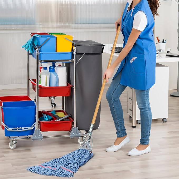 Matthew Cleaning 24oz Heavy Duty Mop Head Commercial Replacement for General and Floor Cleaning, Wet Industrial Blue Cotton Looped End String Head Refill (Case of 12) Blue