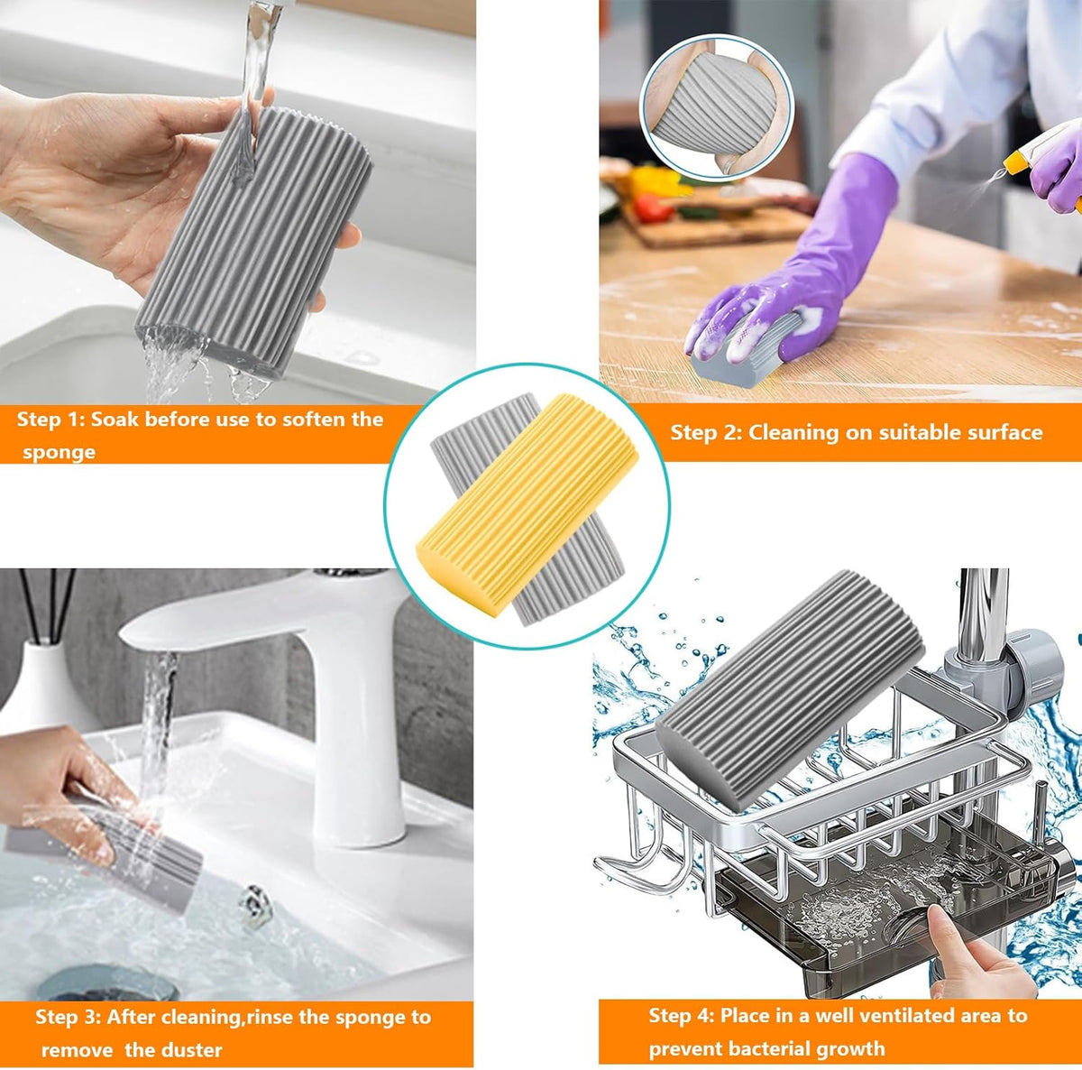 18-Pack Damp Clean Duster Sponge,Magic Sponge Eraser for Housekeeping,Reusable Cleaning Sponge for Blinds,Vents,Mirrors,Glass, Baseboards,Window Track Grooves and Railings (Grey)