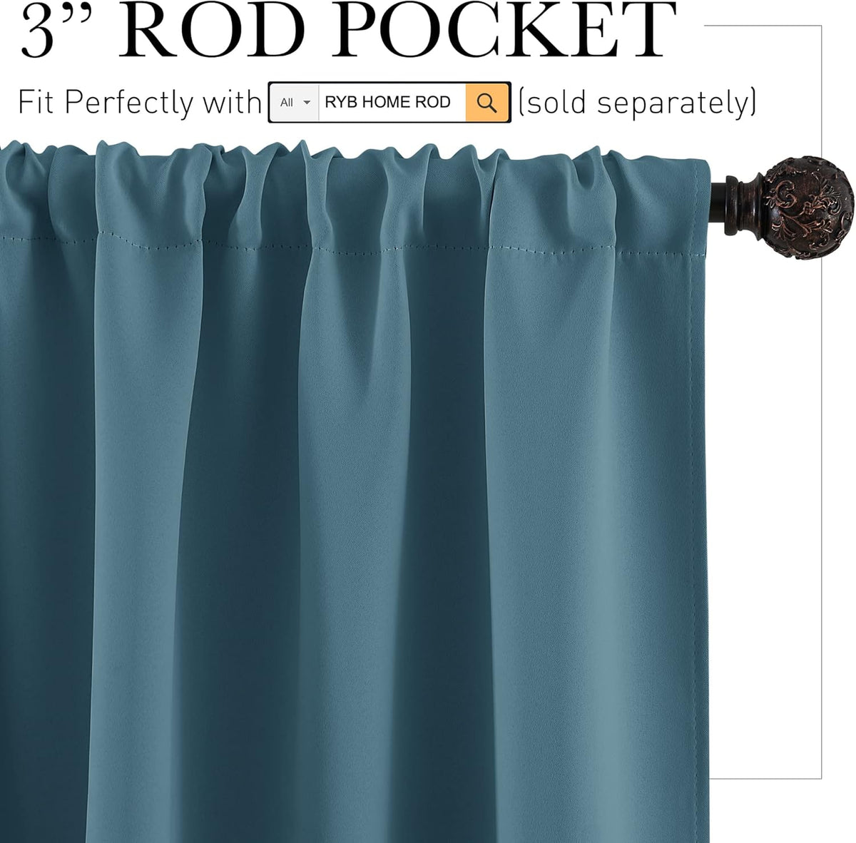 RYB HOME RV Camper Door Window Curtains -Blackout Privacy Curtains & Drapes for Bathroom Bedroom Kitchen Portable Travel Trailer Small Window Decor, W 34 x L 24, Slate Blue, 2 Panels