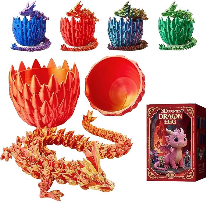 15inch 3D Printed Dragon Eggs Fidget Toys,Mystery Crystal Dragon Egg for Easter Basket Stuffers, Easter Toys & Decor – Unique Easter Basket Essentials for Kids & Collectors
