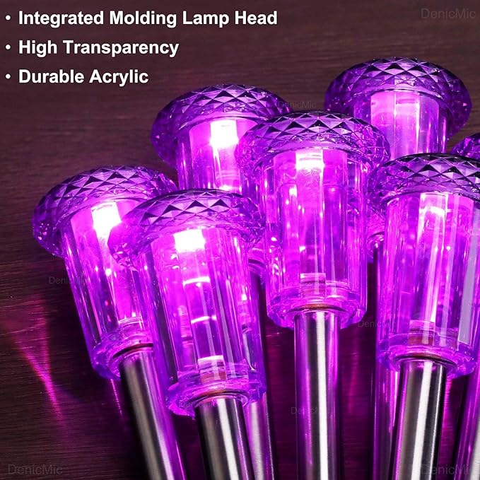 DenicMic Halloween Solar Lights Outdoor 10 Pack Purple LED Waterproof Yard Garden Patio Backyard Pathway Walkway Landscape Path Lawn Outside Halloween Decorations Outdoor