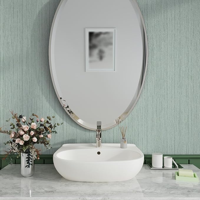 CRE8TIVE Mint Green Grasscloth Wallpaper Removable Textured Wallpaper Stick and