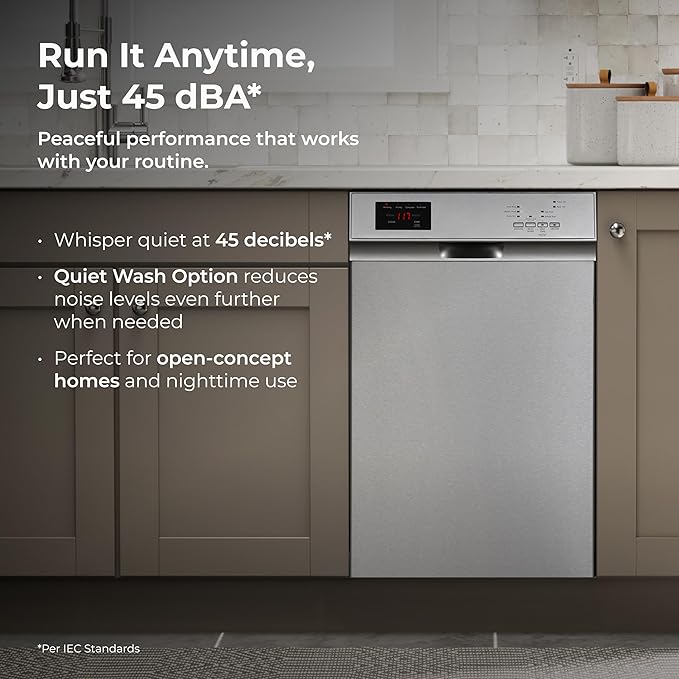 Kenmore 22-14705 18" Compact Built-In Dishwasher - UltraWash Plus, TurboDry, EasyFlex Third Rack & SmartWash - 10 Place Settings - 45 DBA - ENERGY STAR Certified - 18" - Stainless Steel